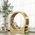 Miniatyrbillede 2 af 10: Rootz PawHut Cat Wheel - Cat træningshjul - Cat Running Wheel - Glat rotation - Låsbar bremse - Ridsepude - 91 cm x 33,5 cm x 94 cm - Eg