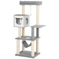Miniatyrbillede 4 af 8: Rootz Scratching Cat Tree Climbing - Grå, Hvid - Spånplade, Sisal, Plys - 23,22 cm x 148,89 cm x 61,02 cm