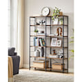 Miniatyrbillede 2 af 6: Rootz Reol - Reol med 6 niveauer - Bogreol - Træreol - Moderne reol - Vægmonteret reol - Spånplade - Stål - 30 x 120 x 172,5 cm (D x B x H)
