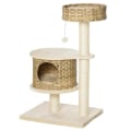 Miniatyrbillede 1 af 7: Rootz Kradsestolpe - Kattetræ - Klatretræ med Kattehule - Sisalstolper - Legebolde - Kattemøbler - Natur/Beige - 55 x 47 x 95 cm