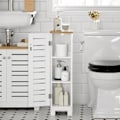 Miniatyrbillede 4 af 8: Rootz smalt toiletpapirskab - Badeværelsesopbevaring - Pladsbesparende - MDF-konstruktion - Skimmelmodstandsdygtig - Luftgennemtrængelige lameller - 2