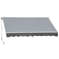 Miniatyrbillede 1 af 6: Rootz Markise - Solafskærmning - Indtrækkelig - Med håndsving - Metalramme - Polyester - Grå + Hvid - 3,95 x 2,45 x 3,50 m