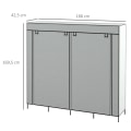 Pikkukuva 3 / 7: Rootz-vaatekaappi - Kangaskaappi - Ovet - 2 vaatetankoa - 10 lokeroa - Vilesstoff - Teräs - Harmaa - 166L x 42,5L x 169,5K cm