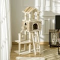 Miniatyrbild 4 av 7: Rootz Skrapstolpe - Med kattgrotta - Katthus - Kattbur - Kattmöbler - Khaki/Beige/Kaffe - 69L x 40B x 131H cm