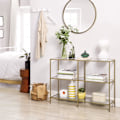 Miniatyrbild 5 av 7: Rootz Konsolbord - Sidobord - 3 hyllor - Förvaringsställ - Glas - Metall - Guld - 100 x 30 x 73 c
