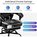 Miniatyrbillede 4 af 8: Rootz Ultimate Gaming Chair - Kontorstol - Ergonomisk stol - Pocket Spring Pude - Åndbar Mesh - Justerbar komfort - 120-127,5 cm x 57 cm x 51,5 cm