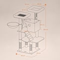 Miniatyrbild 5 av 5: Rootz Large Cat Tree - Scratching Post - Soft Covered - Plush Comfort - 49cm x 49 cm x 135 cm