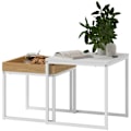 Miniatyrbillede 1 af 11: Rootz Moderne sofabordssæt på 2 - Sofabordsæt - Stue Tables - Holdbar MDF & Metal - 45x45x45cm (stor), 40x40x40cm (lille)