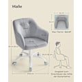 Miniatyrbillede 7 af 7: Rootz Drejestol - Kontorstol - Rullestol - Stålstel - Fløjlsbetræk - Justerbar højde - 64cm x 64cm x (83-93)cm - Dove Grey