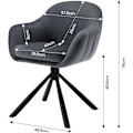 Miniatyrbillede 3 af 9: Rootz drejelig spisestuestol - Fløjlslænestol - Rullefri mekanisme - Robuste metalben - Ergonomisk design - 57cm x 79cm x 62cm
