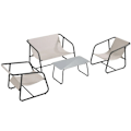 Miniatyrbillede 7 af 7: Rootz Havemøbelsæt - 4-delt - Havemøbler - Loungemøbler - 1 sofa & 2 lænestole - Stål+åndbart mesh - Grå+Flødehvid - 110 x 70 x 70 cm