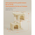 Miniatyrbild 6 av 8: Rootz Cat-skrapstolpe - Beige - Spånskiva plysch - Sisalrep - Stort 68cm x 48cm x 101cm - Robust - 14,3 kg - 3 leksaker - Anti-tip - Enkel montering