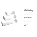 Miniatyrbillede 5 af 8: Rootz væghylder - U-formet display - Hængende reol - Dekorativ opbevaring - Vægtavlesæt - Flydende afsatser - Hvid - 26x9,7x6cm, 34x9,7x7,5cm, 42x9,7x