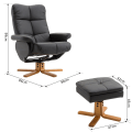 Miniatyrbillede 2 af 11: Rootz Relax stol - Fodstøtte - Fodskammel - Kunstlæder - Massivt træ - Liggefunktion - 80 x 86 x 99 cm - Sort