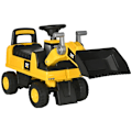 Miniatyrbillede 1 af 6: Rootz børnegravemaskine - Ride-on - Betjenbar gravemaskine skovl - Anti-tip - Skridsikre hjul - Gul + Sort - 78 x 29,5 x 54 cm