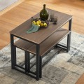 Miniatyrbillede 3 af 7: Rootz 3-delt spisestuesæt - Siddegruppe - Køkkenbordssæt - Pladsbesparende design - MDF finer bordplade - Robust metalstel - Bord: 110 cm x 74 cm x 58