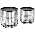 Miniatyrbillede 1 af 6: Rootz sæt med 2 sideborde i scandi-design - med opbevaringsplads - kan stables - komfortabel sofa - stål - sort - 40 cm x 40 cm x 40 cm