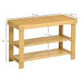 Miniatyrbillede 3 af 6: Rootz skobænk - 3 niveauer - Skostativ - Plads til 6-9 par sko - Op til 130 kg - Bambus - Naturlig - 70 x 28 x 45 cm