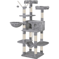 Miniatyrbillede 1 af 9: Rootz Cat Tree - Kradsestolpe - Hængekøje - Kattehule - 6 niveauer - Grå - Beige - 50 x 50 x 164 cm