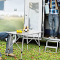 Miniatyrbild 2 av 8: Rootz campingbord i aluminium - Bärbart fällbart bord - Justerbart utomhusbord - Robust, väderbeständig, lätt - 68,5 cm x 59-78,5 cm x 120 cm