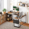 Miniatyrbillede 9 af 10: Rootz L -formet skrivebord - alsidig kontorbord - ergonomisk skærmstativ - justerbare hylder - 168 cm x 120 cm x 90 cm