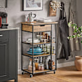 Miniatyrbillede 3 af 6: Rootz Serveringsvogn FKW99-N - Sidevogn - Multifunktionsskab - MDF og metal - Opbevaring i 3 niveauer - Mobil med låsebremser - 50 cm x 87 cm x 37 cm
