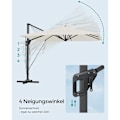 Miniatyrbild 4 av 8: Rootz Parasoll - Justerbar lutningsvinkel - Beige - Paraply - Cantilever - Solskydd - 200 g/m² polyester - 360° rotation - UV-skydd - 2,5 m x 3 m
