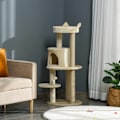 Miniatyrbild 2 av 7: Rootz Cat Tree Multi -Scratch Furniture - Cat Tower - Pet Playhouse - Hållbara plattformar - Ø 48 x 104H cm - Brown