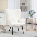 Pikkukuva 2 / 10: Rootz Wingback Accent -tuoli - Reading Nook -tuoli - Lepotuoli - Faux Lamb -kangas - High-Density Foam - 71cm x 77cm x 102cm