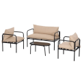 Miniatyrbild 1 av 7: Rootz Garden Soff Set - Rotting Soff Set - Boho Style - Väderbeständig - Fåtöljer - Sidostolar - Sittdynor - Stål-Polyester - Khaki - 116cm x 58cm x 6
