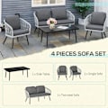 Miniatyrbillede 5 af 10: Rootz Udendørs møbelsæt - Havemøbelsæt - 4-delt terrassesofasæt i rattan - Med 2 enkelt polstrede sofaer - 1 Loveseat og 1 sofabord - Grå