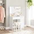Miniatyrbild 4 av 7: Rootz White Sminkbord - Sminkbord - Makeup Organizer - Spånskiva Material - Genomtänkt design - Lätt morgonrutin - 80cm x 40cm x 132cm