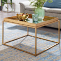 Miniatyrbild 2 av 7: Rootz soffbord glas metall 60x60x41 cm soffbord guld spegel - Design vardagsrumsbord Square - Litet soffbord Modernt spegelglas - Sidobord sidobord va