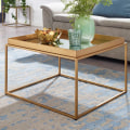 Miniatyrbillede 2 af 7: Rootz sofabord glas metal 60x60x41 cm sofabord guld spejlet - Design stuebord Firkantet - Lille sofabord Moderne spejlglas - Sidebord sidebord stue