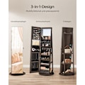 Miniatyrbillede 4 af 8: Rootz smykkeskab - Armoire - Organizer - Fuldlængde spejl - 3 hylder - 40cm x 36cm x 140cm