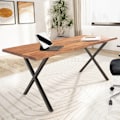 Miniatyrbillede 1 af 6: Rootz Solid kontorbord - Moderne skrivebord - Trækorn - Håndlavet - Metalben - 140cm x 80cm x 76cm