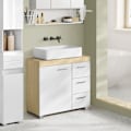 Miniatyrbillede 2 af 8: Rootz MDF vask underskab - Badeværelsesvask - Opbevaringsenhed - Cloud White-Natural Beige - Medium Density Fiberboard - 30cm x 70cm x 64cm - 20cm x 1