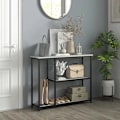Miniatyrbillede 2 af 6: Rootz konsolbord - Industrielt design - Elegant imiteret marmor - 2 hylder - Marmoreffekt - Robust stålstel - Sort + Hvid - 100L x 30W x 80H cm