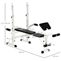 Miniatyrbillede 3 af 7: Rootz Vægtbænk med vægtstativ - Brystpress - Benpress - Armlæn til Bicep Curls - Stål - Sort og hvid - 180L x 134W x 113-136H cm