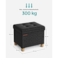 Miniatyrbillede 5 af 6: Rootz sæde kisteopbevaring Ottoman - Sort Ottoman - Fodskammel - Imiteret linned - Skum - MDF - Rummelig opbevaring - Letvægts - Robust konstruktion -