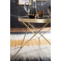 Miniatyrbild 6 av 6: Rootz Retro soffbord - Filigran bordsben - Snyggt mittbord - V-formade ben - Modernt färgschema - Gyllene ram - Skiva i härdat glas - 39cm x 82cm x 73