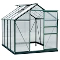 Miniatyrbillede 1 af 11: Rootz Drivhus - Klart Polycarbonat Drivhus - Stort Walk-in Green House - Aluminiumslegering/PC-plade - Grøn/Transparent - 190L x 252W x 201H (cm)