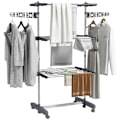 Miniatyrbillede 1 af 6: Rootz Tørrestativ - Tøjlufter - Tørretumbler - 4 niveauer - Sammenfoldelig - Et-klik-system - Rustfrit stål - Blå - Sølv - 142cm X 55cm X 152cm