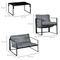 Miniatyrbillede 3 af 10: Rootz 4-delt havemøbelsæt - Udendørs terrassesæt - Vejrbestandig - Holdbar stålramme - Komfortable puder - 114 cm x 70 cm x 67 cm - Grå + Sort