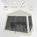 Pikkukuva 5 / 8: Rootz Outdoor Pavilion - Huvimaja - Puutarhakatos - UV-suoja - Hyönteiseton verkko - Tukeva metallirunko - 300cm x 250cm x 300cm