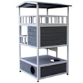 Miniatyrbillede 5 af 11: Rootz Cat House 4 Story - Grå, Hvid - Brænde, Asfalt - 30,7 cm x 29,92 cm x 55,12 cm