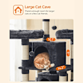 Miniatyrbild 4 av 8: Rootz Cat Scratching Post - Klättertorn - Sisal Scratcher - Två mysiga grottor - Spånskiva - 60cm x 55cm x 172cm