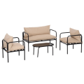 Miniatyrbild 7 av 7: Rootz Garden Soff Set - Rotting Soff Set - Boho Style - Väderbeständig - Fåtöljer - Sidostolar - Sittdynor - Stål-Polyester - Khaki - 116cm x 58cm x 6