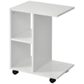 Miniatyrbillede 1 af 6: Rootz C Shape Side Table - Coffee Table - Stand Table - Corner Desk -Portable Sofa Table with Shelf - Wheels for Small Area - E1 Chipboard - White - 4
