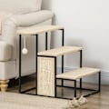Miniatyrbillede 2 af 7: Rootz Kattetrappe - Med skrabebræt - 3 trin - Legetøjskugle - Robust - Stål + Sisal - Cremehvid + Sort - 51 x 54 x 53 cm
